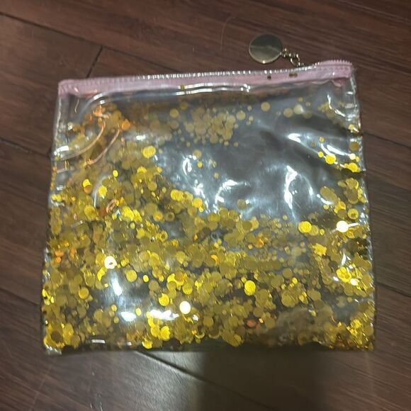 Clear Pouch with Gold Sequins that Move PACKED PARTY Clear Gameday Clutch - Picture 2 of 4